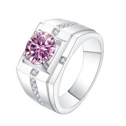 Moissanit Verlobungsringe für Männer 1CT D Farbe VVS1 Grün/Rosa/Blau Moissanit Ringe 925 Sterling Silber Diamant Trauringe mit Zertifikat (7,rosa) von WAHZAUS