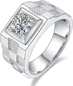 Moissanite Eheringe für Männer 1Karat Rundschliff D Farbe VVS1 Diamantringe S925 Sterling Silber Moissanite Verlobungsringe mit Zertifikat (10) von WAHZAUS