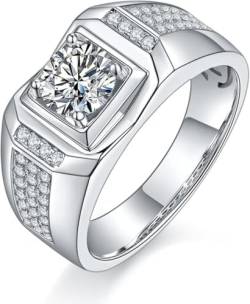 Solitär Moissanite Hochzeit Band Ring für Männer 1 Karat D Farbe VVS1 925 Sterling Silber Lab erstellt Diamant Ringe Herren Moissanite Engagement Jahrestag Versprechen Ringe mit Zertifikat (9) von WAHZAUS