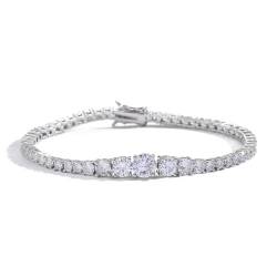 WAHZAUS 3–7 mm abgestufte Tennisarmbänder für Damen, 18 Karat vergoldet, klassisches simuliertes Diamant-Tennisarmband, Rundschliff, Zirkonia-Armbänder für Frauen, Hochzeit, Brautschmuck, von WAHZAUS