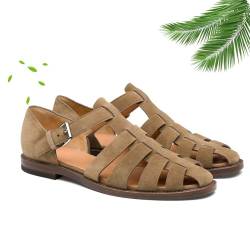 WAMIZEU Römische Sandalen für Herren, weite Passform, Leder, Wandersandalen, Sommersandalen, Wandersandalen für Herren von WAMIZEU