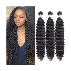 Human Hair Bundles Deep Wave Bundles Unverarbeitete indische Echthaarverlängerung, natürliche Farbe, 8–40 Zoll, Doppelschuss, lockiges Remy-Haargewebe for Frauen Haarverlängerungen (Size : 12inches 1 von WANGHAI-666