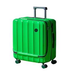 WANGWANGDUI Koffer Neuer Koffer mit Frontöffnung, Trolley-Koffer, 18-Zoll-Boarding-Koffer, Studentenkoffer for Männer und Frauen, Schließfach FferHandgepäck(Green,20in) von WANGWANGDUI