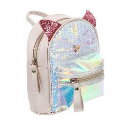 WATIIFUFU 1Stk Rucksack mit Pailletten Weißer Kleinkindrucksack für Mädchenkatze Büchertasche Katzenrucksack für Mädchen School Bag Buch Tasche Katze Schultasche Freizeitrucksack Pu von WATIIFUFU