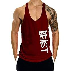 WAZZAP Herren Beast Muskelshirt Stringer Tank Top Bodybuilding Fitness Gym Sport Ärmellos Achselshirts T-Shirt von WAZZAP