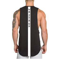 WAZZAP Herren Tank Top Ärmellos Fitness Muskelshirt NO Pain NO GAIN für Gym Workout Sport Bodybuilding von WAZZAP