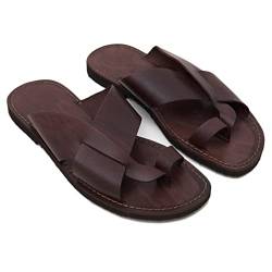 Herren Ballenzeh Schienen Flip-Flops,Jahrgang Römisch Kompfort Orthopädisch Sandalen,Sommer Leicht Atmungsaktiv Zehenkorrektor Hausschuhe für Männer,für Plantarfasziitis (Color : Brown, Size : 47 EU von WCXTY