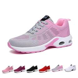 Orthopädische Schuhe Damen Sommer Sneaker, 2024 Luftpolster Mesh Diabetiker Turnschuhe Mit Luftkissen, Weich Bequeme Slip on Walkingschuhe Sandalen Sportschuhe(Pink Gray,37 EU) von WDCAYQHZ