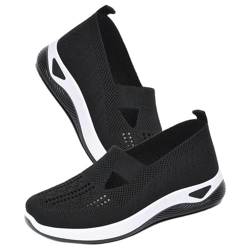 WDCAYQHZ 2024 Orthopädische Schuhe Sommer Leicht Sommerschuhe Bequem Weite H Krankenschwester Schuhe Atmungsaktives Vermascht Wanderschuhe Walkingschuhe Damen(Black,41 EU) von WDCAYQHZ