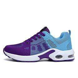 WDCAYQHZ Damen Sportschuhe Luftpolster Atmungsaktiv Turnschuhe Orthopädische Schuhe Damen,Outdoor Fitnessschuhe Mesh Schuhe Walkingschuhe(Blue-Purple,35.5 EU) von WDCAYQHZ