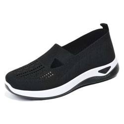 WDCAYQHZ Orthopädische Schuhe Damen Sneaker,Slip On Walkingschuhe Orthopädische Plateau-Turnschuhe,Atmungsaktives Vermascht Krankenschwester Schuhe(Black,37.5 EU) von WDCAYQHZ