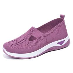 WDCAYQHZ Orthopädische Schuhe Damen Sneaker,Slip On Walkingschuhe Orthopädische Plateau-Turnschuhe,Atmungsaktives Vermascht Krankenschwester Schuhe(Purple,41 EU) von WDCAYQHZ