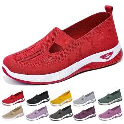 WDCAYQHZ Orthopädische Schuhe Damen Sommerschuhe Leicht Bequem Walkingschuhe Weite H Krankenschwester Schuhe Atmungsaktives Vermascht Wanderschuhe Memory Schaum Sneaker Sportschuhe(Red,39 EU) von WDCAYQHZ