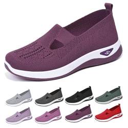 WDCAYQHZ Orthopädische Schuhe Sommer Leicht Sommerschuhe Bequem Weite H Krankenschwester Schuhe Atmungsaktives Vermascht Wanderschuhe Memory Schaum Sneaker(Dark Purple,36 EU) von WDCAYQHZ