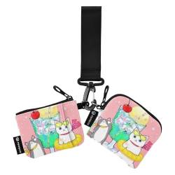 Summer Swim Cat Drink Damen Dual Wallets Visitenkartenetuis Klein Tragbar Kartenhalter mit Reißverschluss Münzfach für Arbeit Reisen 2 Stück, Sommer-Schwimmkatzen-Getränk, 1 size, Druckkunst von WDdZzyy