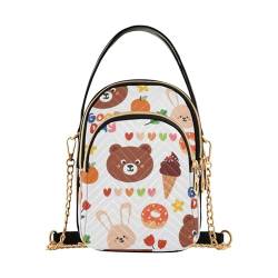 WDdZzyy B Ice Cream Food Bear Rabbit Flower White trendige Taschen für Frauen Crossbody mit mehreren Taschen Handtasche für Frau, B Ice Cream Food Bear Rabbit Flower White, 1 size von WDdZzyy