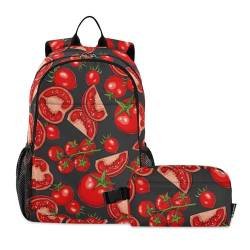 WDdZzyy Jungen-Rucksäcke mit Lunchbox, süße Tomaten, Rot, für Jungen, Schulrucksack mit Lunchbox, Jungen-Rucksäcke und Lunchbox, 10-12, Süße Tomaten, rot, 1 size von WDdZzyy