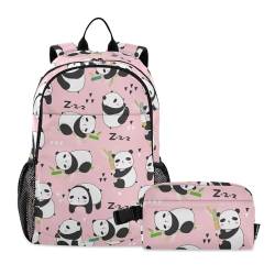 WDdZzyy Rucksack mit Lunchbox für Jungen, niedlicher schlafender Panda, Schulrucksack mit Lunchtasche, Büchertasche für Teenager und Mädchen, mit Lunchbox 7–10, Niedlicher schlafender Panda, 1 size von WDdZzyy