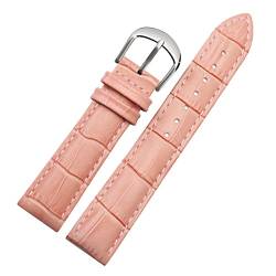 WEIHUAD Uhrenarmbänder für Damen, Echtleder, 10, 12, 14, 16, 18, 20, 22 mm, mehrfarbig, 16 mm, rosa silberfarben von WEIHUAD