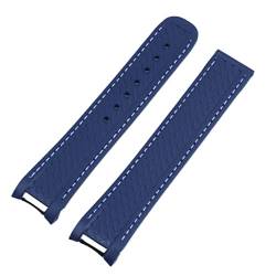 WEIHUAD Uhrenarmband aus Gummi für Omega-Armband Seamaster 300 AT150 Aqua Terra, ultraleicht, 8900 Stahlschnalle, Uhrenarmband (ohne Schnalle, blau-weiß), 20 mm von WEIHUAD