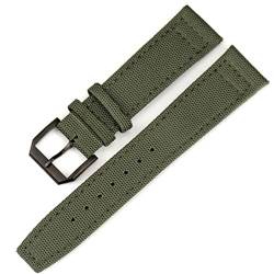 WEIHUAD Uhrenarmband für IWC Pilotuhren, Portugieser, Herren, Versicherungsverschluss, Uhrenzubehör, Nylon-Leder, Uhrenarmband, Kette (22 mm, grün-schwarzer Verschluss) von WEIHUAD