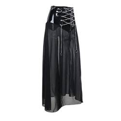 Frauen Mode Gothic Langen Rock Mesh Durchsichtig Kreuz Kette Riemchen Rock Sommer Dunklen Stil Seite Hohe Schlitz Rock von WEITING