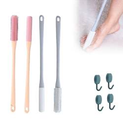 Toe Gap Cleaning Brush Long Handled, Toe Gap Cleaning Brush, Silicone Toe Crevice Soft Rubber Cleaner, Foot Scrubber in Shower with Long Handle, Silicone Foot Scrubber for Shower (Gray+Pink) von WEJDYKG