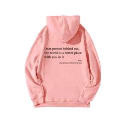 WEJDYKG Dear Person Behind Me Hoodie, You Are Enough Hoodie, Pullover Hoodie Loose Graphic Sweatshirts for Women (Pink,XX-Large) von WEJDYKG