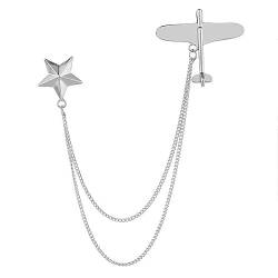 Retro-Brosche, Metall-Flugzeug-Brosche, Stern-Quaste, Kette, Kragennadel, Anzug, Herren-Corsage, Anstecknadeln, Abzeichen, Broschen for Damen, Accessoires von WENFEN