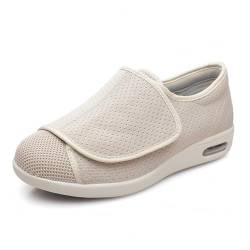 Fußschuhe Für Diabetes, Frauen Männer Orthopädische Diabetische Senioren Wanderschuhe Mama Und Papa Schuhe Einstellbare Paste Seniorenschuhe(Beige,41 EU) von WENMEE