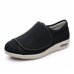 Fußschuhe Für Diabetes, Frauen Männer Orthopädische Diabetische Senioren Wanderschuhe Mama Und Papa Schuhe Einstellbare Paste Seniorenschuhe(Black,38 EU) von WENMEE