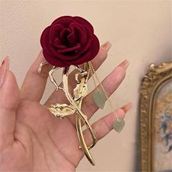 Krallenclips, Haarschmuck, Retro rote Rose Haarnadel Rückseite des Kopfes Ein Wort Haarnadel Koreanische Hai Clip Kopfbedeckung TS5226-1 (Farbe: TS5226 2) von WEROFY