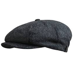 WEROR Herren Schiebermütze Flatcap Cap Mütze Fischgrät WEROR-320.1 (54-55, Anthrazit) von WEROR