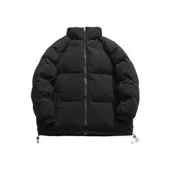 WESBR Baumwolle Jacke Herren Casual Stehkragen Kältejacke Herren Basic Einfarbig Gefütterte Jacke Herren Einfachheit Winterjacke Plus Fleece Herren O-Black4 L von WESBR