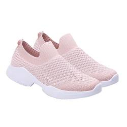 WESIEVYA 1 Paar Elastische Sockenschuhe Flache Tennisschuhe Für Damen Mesh-Sneaker Fitnessschuh Hautfreundlicher Laufschuh Modische Sneaker Für Damen Schuhe Damen Anziehen Pu Rosa von WESIEVYA