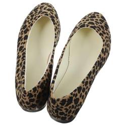 WESIEVYA Schuhe Mit Leopardenmuster Turnschuhe Leoparden-Print-Flats Für Frauen Leopard Bootsschuhe Für Damen Leoparden-Flats Für Frauen Herbst Sommer Damen Kleid Schuhe Leopardenabsätze von WESIEVYA