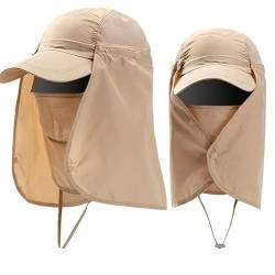 WHB-LOIDBESVE Herren-Sonnenhut, atmungsaktiver Sommer-Sonnenhut, universeller Angelhut, geeignet for Wandern, Laufen und Angeln(Khaki_One Size) von WHB-LOIDBESVE