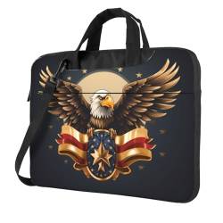 The American Eagle Emblem 14 Zoll Laptoptasche Handtasche für 14 Zoll Laptop Schultertrage Aktentasche Schwarz, Schwarz , 14 inch von WHJYCC