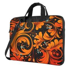 WHJYCC Orange Arabesque 14 Zoll Laptoptasche Handtasche für 14 Zoll Laptop Schulter Tragen Aktentasche Schwarz, Schwarz , 14 inch von WHJYCC