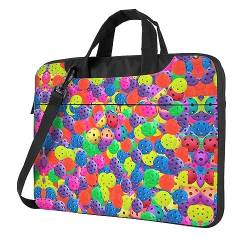 WHJYCC Pickleball Balls Laptoptasche mit Farbmuster, 14 Zoll (35,6 cm), Handtasche für 14-Zoll-Laptop, Schultertrage, Aktentasche, Schwarz, Schwarz , 14 inch von WHJYCC