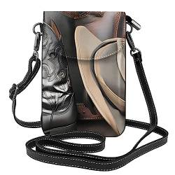 WHJYYXDE Kleine Handy-Geldbörse – stilvolle und praktische Mini-Kuriertasche, Crossbody-Tasche für Damen, Cowboy-Hut mit schwarzem Hut, Westernstiefel-Muster, Schwarz , Einheitsgröße von WHJYYXDE