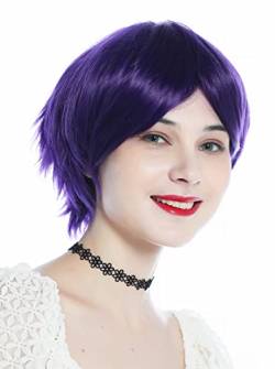 WIG ME UP - SZL0855-FP20/3737 Perücke Damen Unisex kurz glatt Scheitel dunkel Violett Lila Mix Cosplay von WIG ME UP