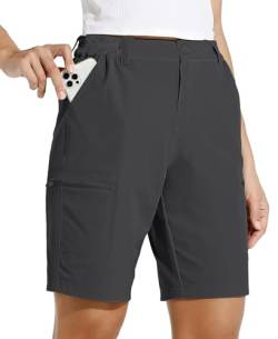 WILLIT Damen 10" Cargoshorts Wanderhose Stretch Golf Aktiv Lang Shorts Schnelltrocken Wander Outdoor Leichte Sommer Reise Shorts Dunkelgrau M von WILLIT