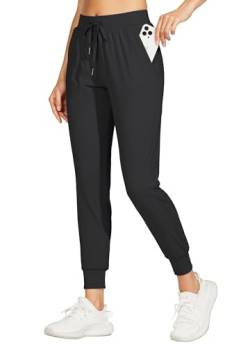 WILLIT Damen Athletic Joggers Leichte Laufhose Workout Sweatpant Jogginghose lässige Hose mit Taschen Schwarz XS von WILLIT