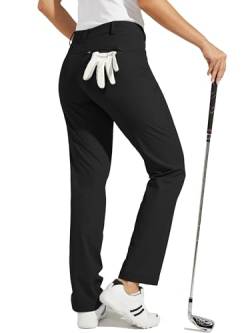 WILLIT Damen Golfhose Stretch Wanderhose Schnelltrockner Leichte Outdoor Arbeitshose Freizeithose mit Taschen Wasserdicht Schwarz 42/ Größe US10 von WILLIT