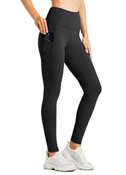 WILLIT Fleece gefütterte Leggings Damen Wasserbeständig Thermohose warme Winterhosen Yogahose Laufhose Strumpfhosen Hohe Taille Schwarz L von WILLIT