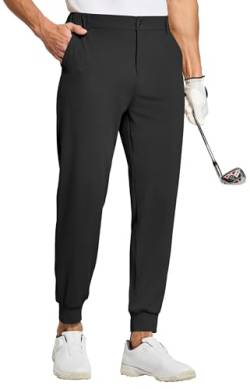 WILLIT Herren Golfhose Jogger Hose Stretch Slim Fit Jogginghose Anzughose Schnelltrockner Lang Golf Hose mit Taschen Schwarz XXL von WILLIT