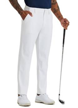 WILLIT Herren Golfhose Stretch Kleid Hose Slim Fit Schnelltrockner Casual Arbeitshose Stretchhose Lang mit Taschen 32" Weiß 30W von WILLIT