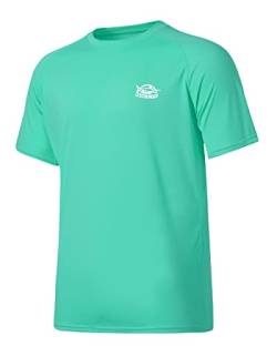 WILLIT Herren Rashguard T-Shirt Kurzarm Ärmel Sun Shirt Schwimmshirt UPF 50+ Funktionsshirt Schnelltrocknend Leicht Atmungsaktiv Outdoor Surfen Angeln Grasgrün M von WILLIT