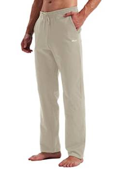 WILLIT Jogginghose Herren Baumwolle Yogahose Sweathose Trainingshose unten offen Athletic Sporthose Lounge Pants Loose Männer mit Taschen Khaki XXL von WILLIT